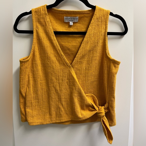 Madewell || Texture & Thread Wrap-Tie Yellow Gold Tank Top size Medium - Picture 2 of 9